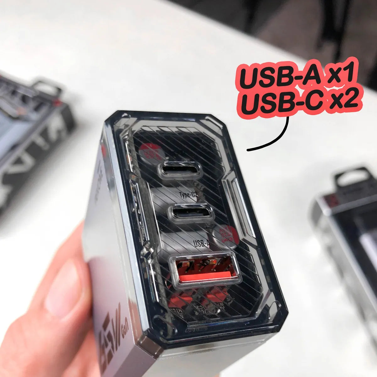 Cargador de 65W Gan Triple Puerto Tipo C y A Ultrarrápido
