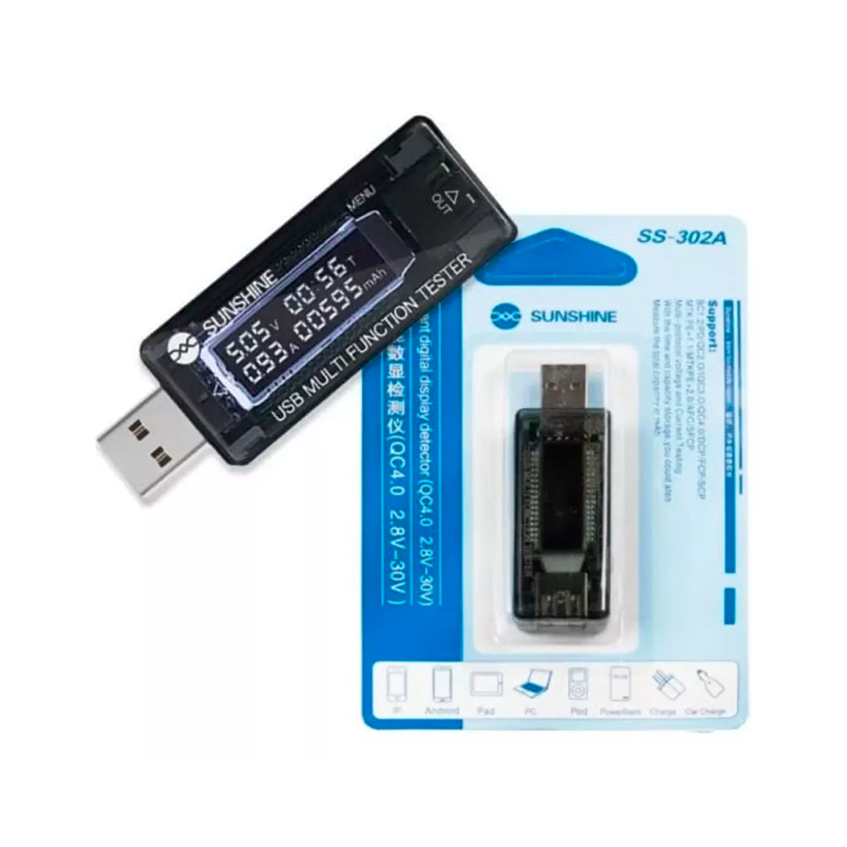 USB Detector Digital Sunshine SS-302A: Diagnóstico de Carga de Alta Precisión