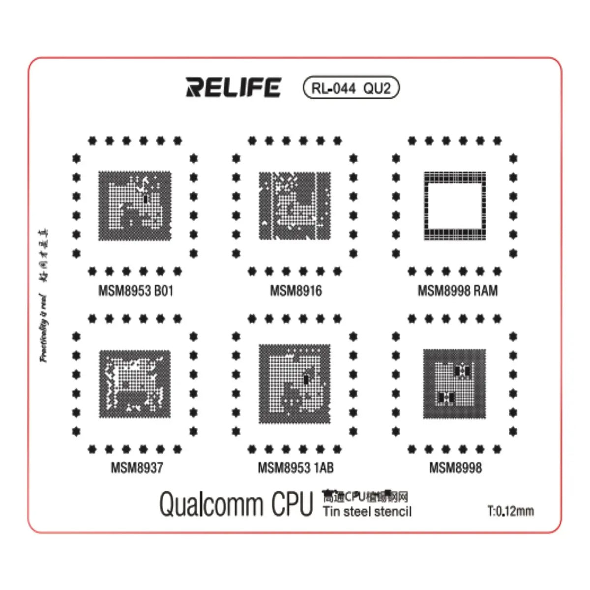 Stencil Relife RL-044 QU2 para CPU Qualcomm