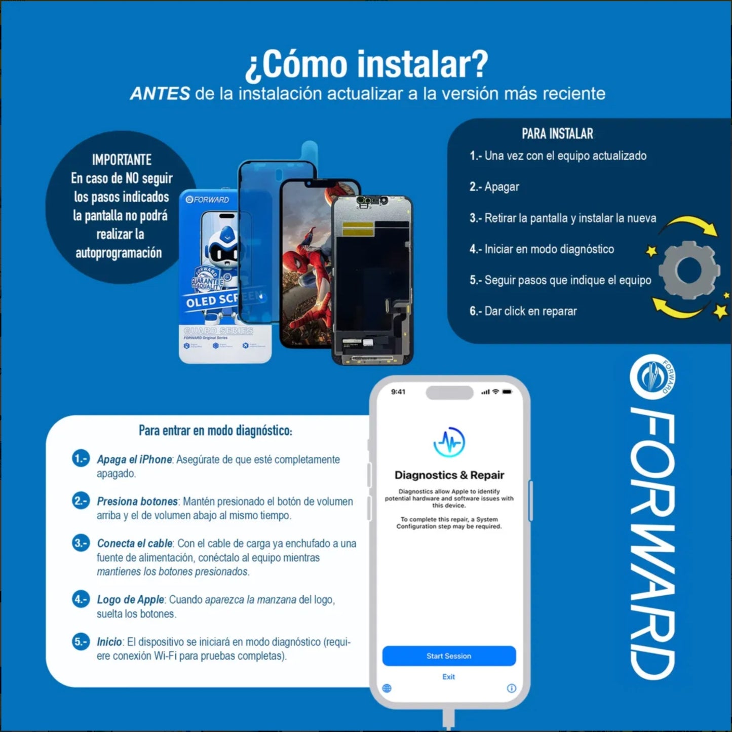 Pantalla Forward Autoprogramable compatible con iPhone (Serie 12 al 12 Pro Max)