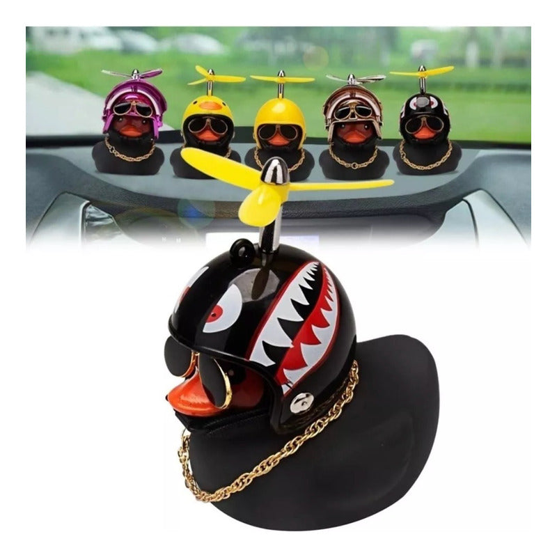 Patito Negro Con Casco Para Decoración Coche Bici Moto