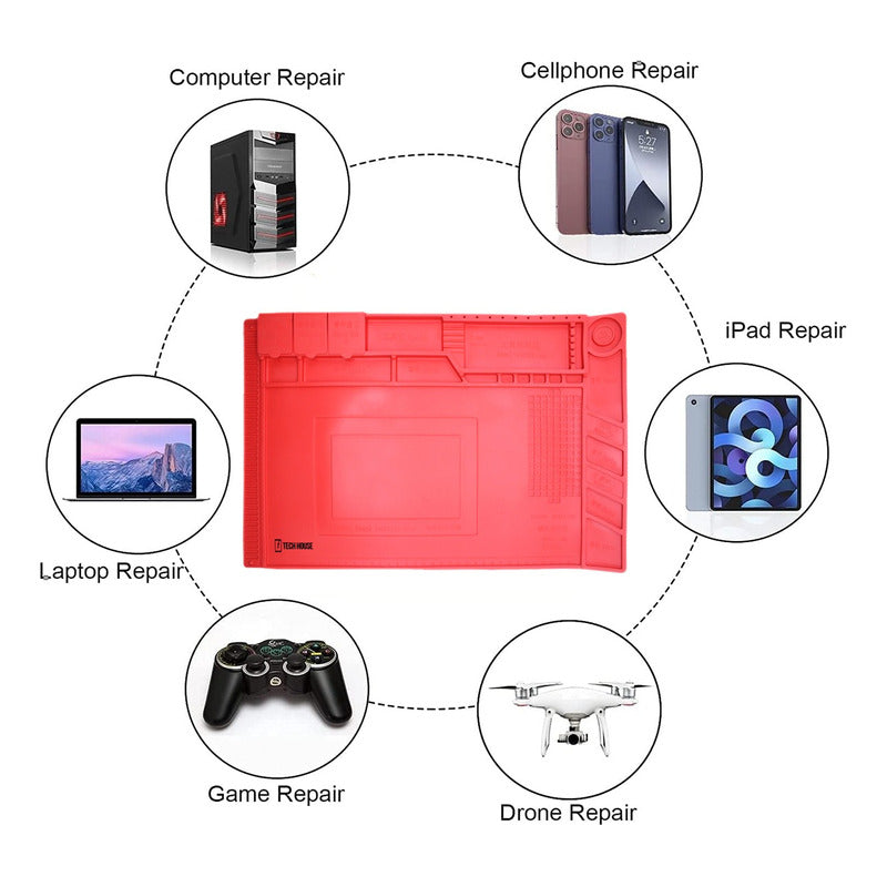 Tapete Reparación De Celulares Antiestatica 45x30 Rojo