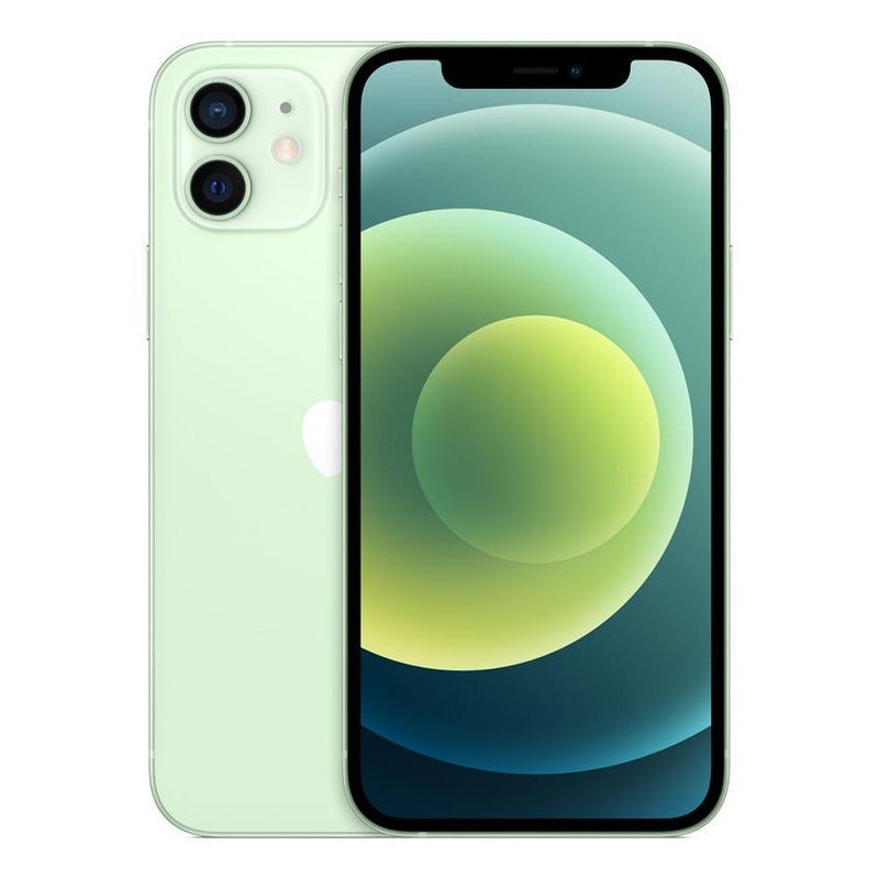 Apple iPhone 12 (128 Gb) - Verde mostrando tanto el frente como la parte trasera del equipo.