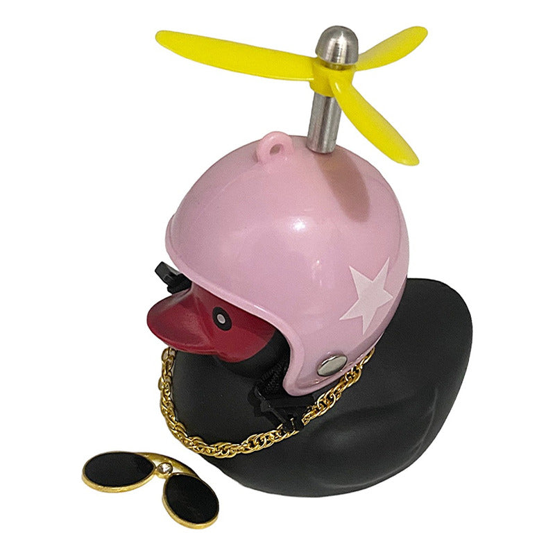 Patito Negro Con Casco Para Decoración Coche Bici Moto