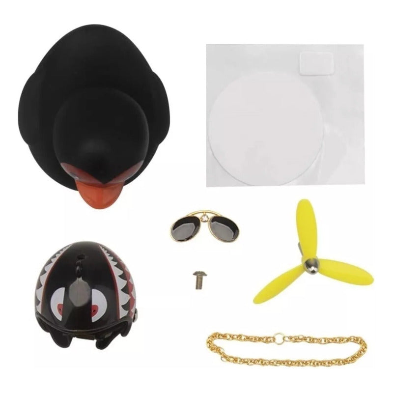 Patito Negro Con Casco Para Decoración Coche Bici Moto