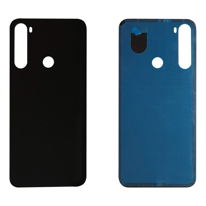 Tapa Trasera Compatible Con Xiaomi Redmi Note 8 M1908c3jg en color negro, ambas vistas con el módulo de cámaras ubicado en el lateral izquierdo