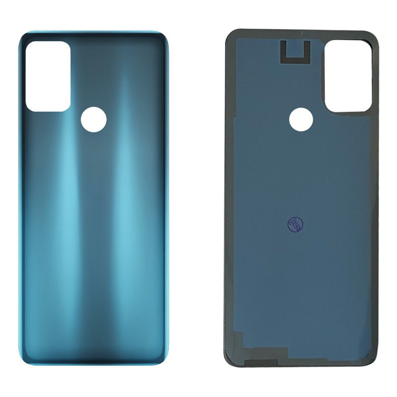 Tapa Trasera Compatible Con Moto G50 Xt2149 en color azul metálico con orificio redondo al centro para lector de huella y módulo de cámaras a un costado.