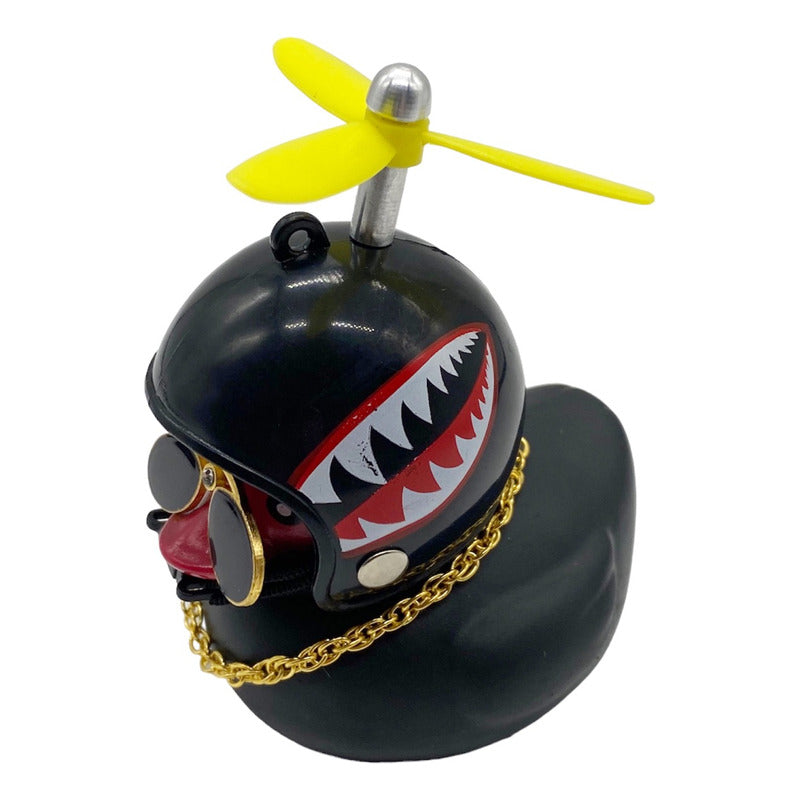 Patito Negro Con Casco Para Decoración Coche Bici Moto