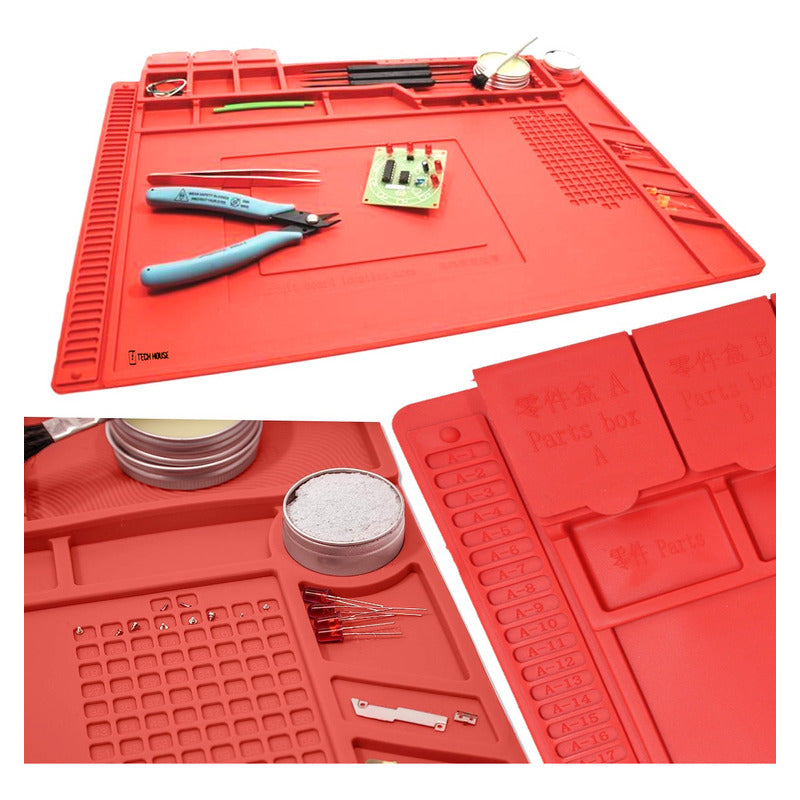 Tapete Reparación De Celulares Antiestatica 45x30 Rojo
