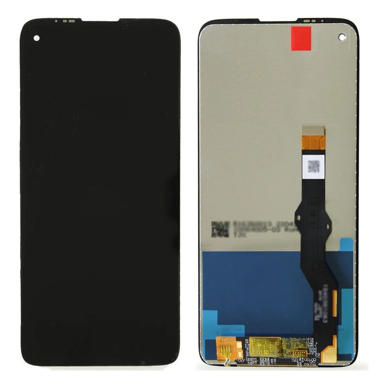 Pantalla Compatible Con Moto G8 Power Xt2041-1 Amoled mostrando el reemplazo en cristal y los conectores de la parte interior