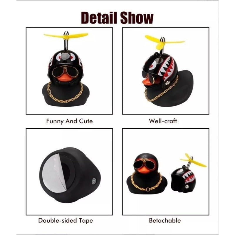 Patito Negro Con Casco Para Decoración Coche Bici Moto