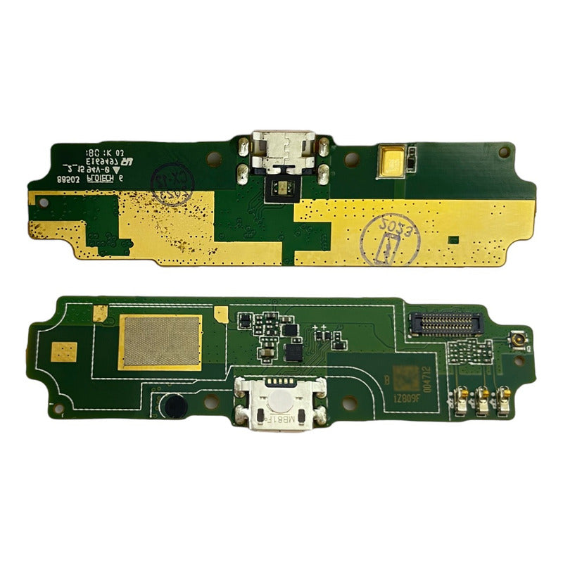 Centro de carga compatible con Xiaomi Redmi 4A 2017, vista frontal y posterior del repuesto electrónico, mostrando conectores y circuito interno.