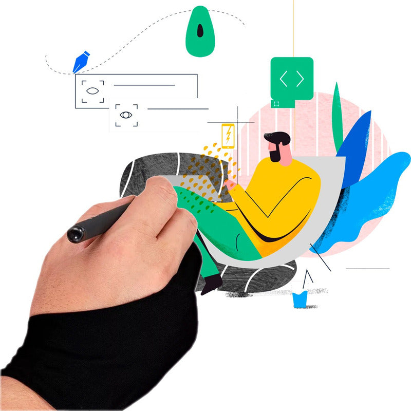 Guante 2 Dedos Antiestática Tableta Dibujo Digital