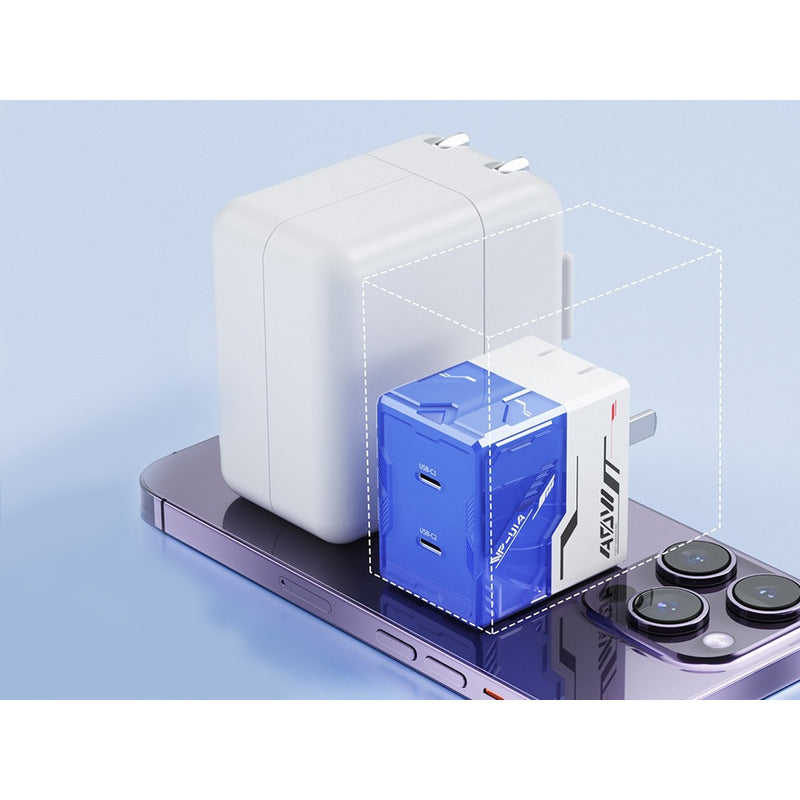 Cargador Gan De 40w Mecha Transparente Ultra Rápido