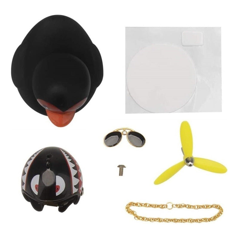Patito Negro Con Casco Para Decoración Coche Bici Moto