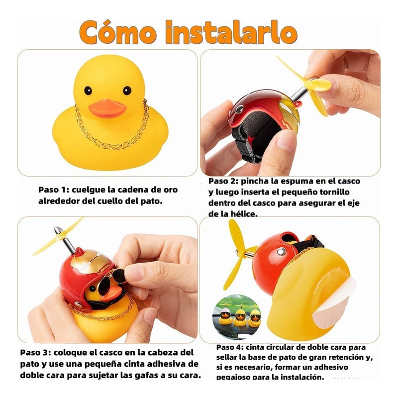 Patito Con Casco Para Moto Y Bicicleta Decoración Claxon
