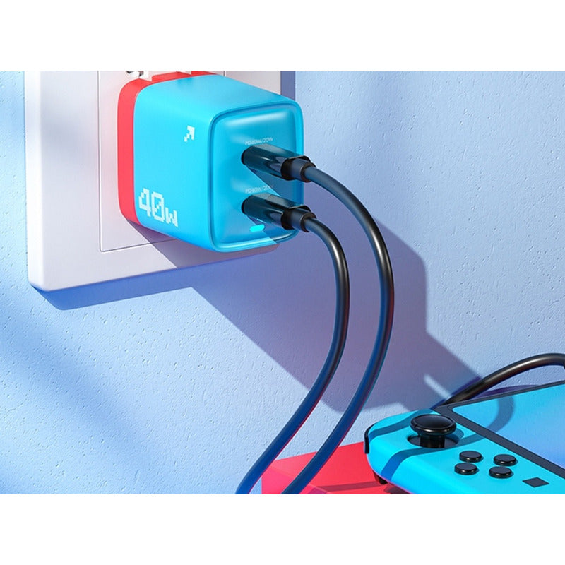 Cargador De 40w Doble Conector Tipo C Ultra Rápido Wekome