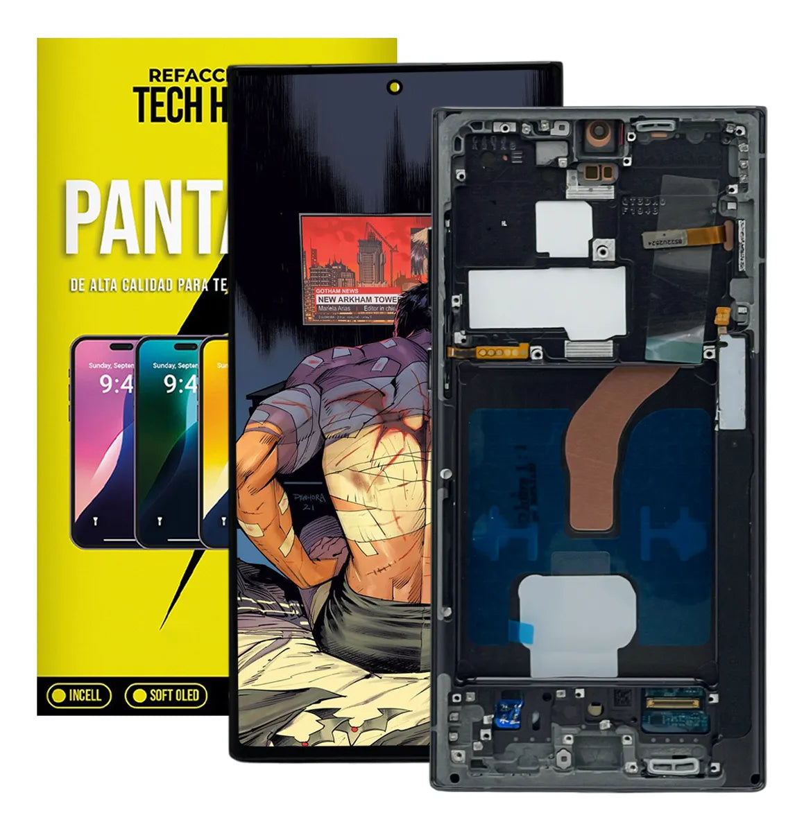 Pantalla con Marco compatible con Samsung Galaxy S22 Ultra 5G