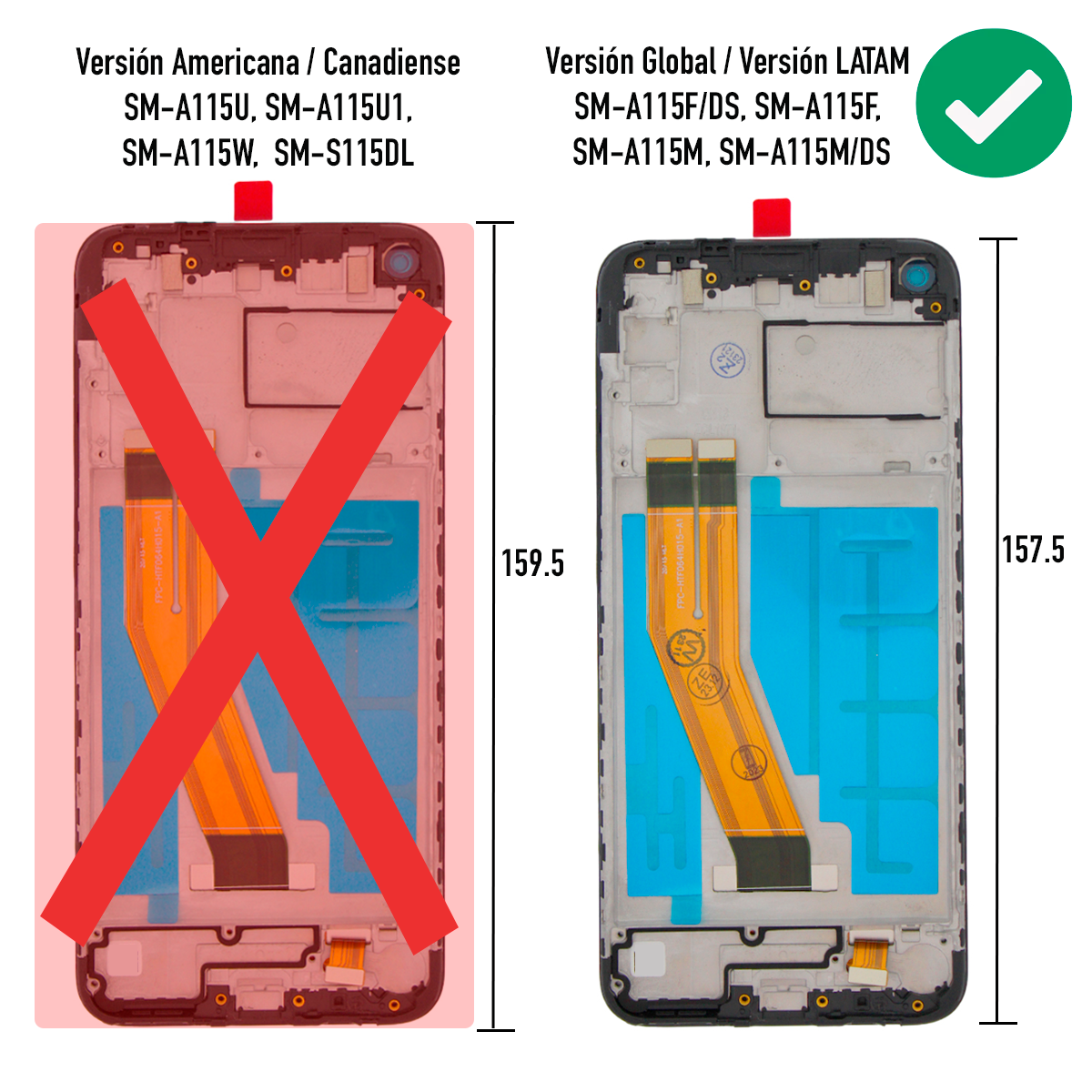 Pantalla con Marco compatible con Samsung Galaxy A11