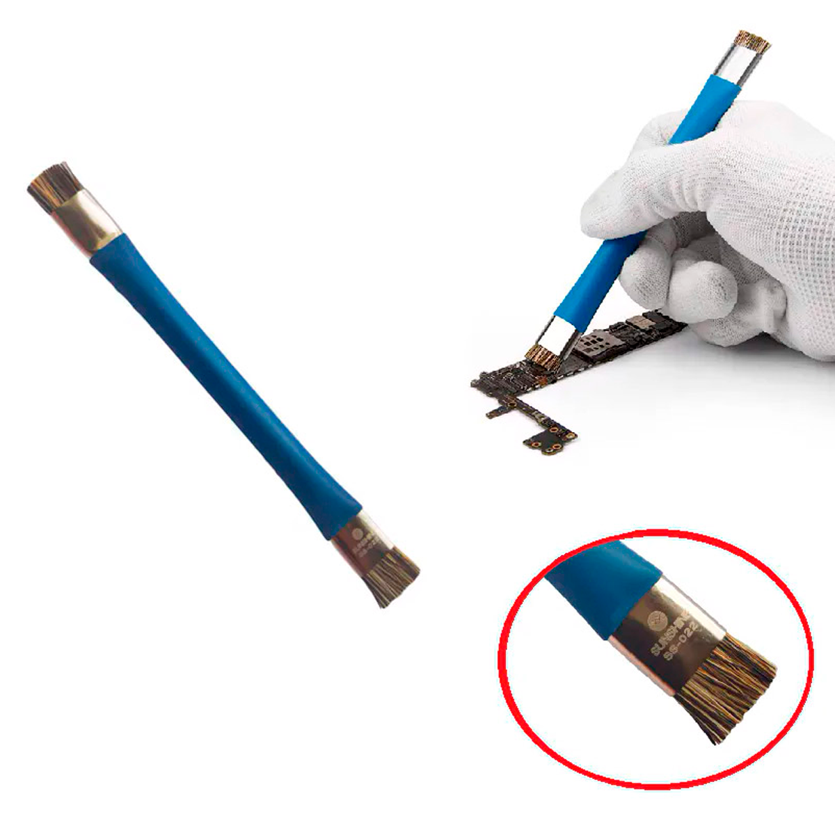 Brocha Antiestática Doble Punta Metalico Sunshine Ss-022