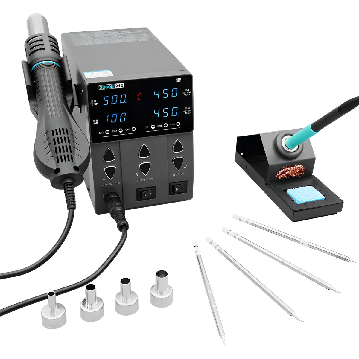 Estación de Soldadura por Aire Caliente Sugon 212 & T12 2