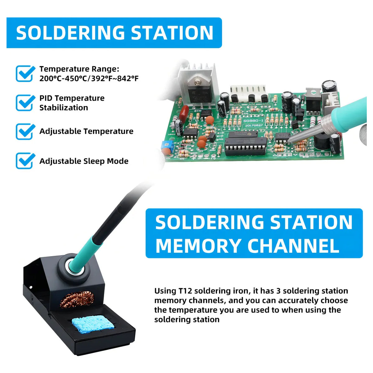 Estación de Soldadura por Aire Caliente Sugon 212 & T12 2