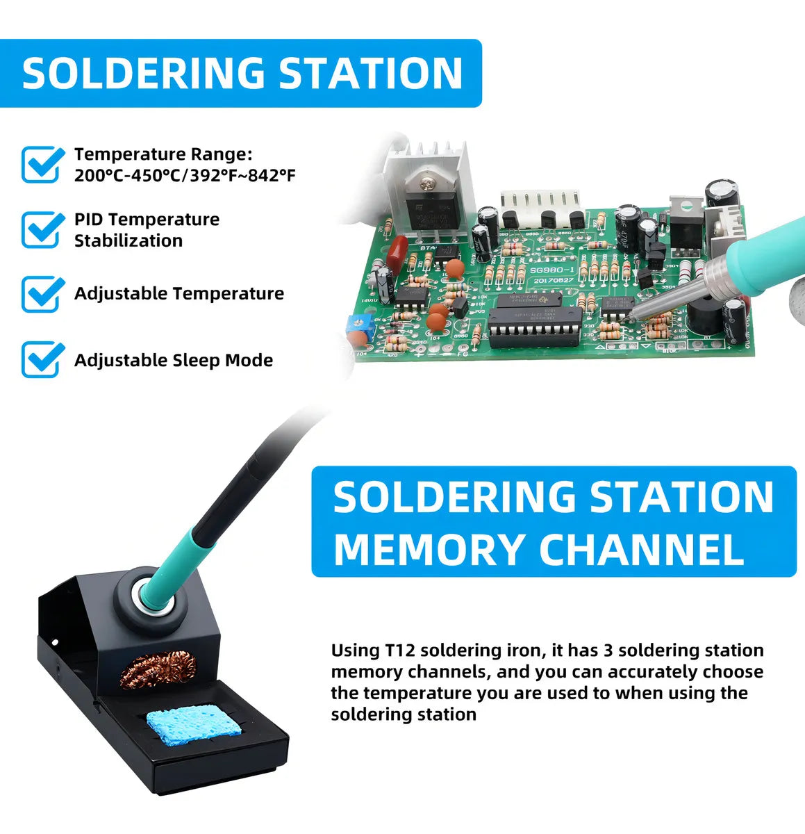 Estación de Soldadura por Aire Caliente Sugon 212 & T12 2