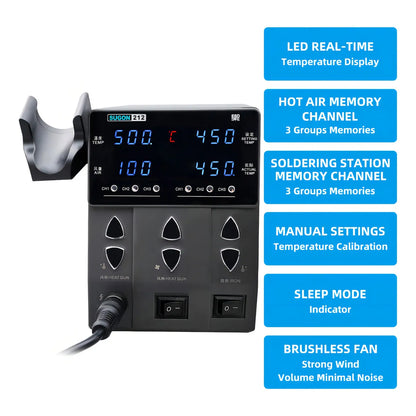 Estación de Soldadura por Aire Caliente Sugon 212 & T12 2