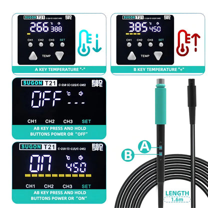 Estación de Soldadura Sugon T21: Potencia Extrema y Control de Precisión