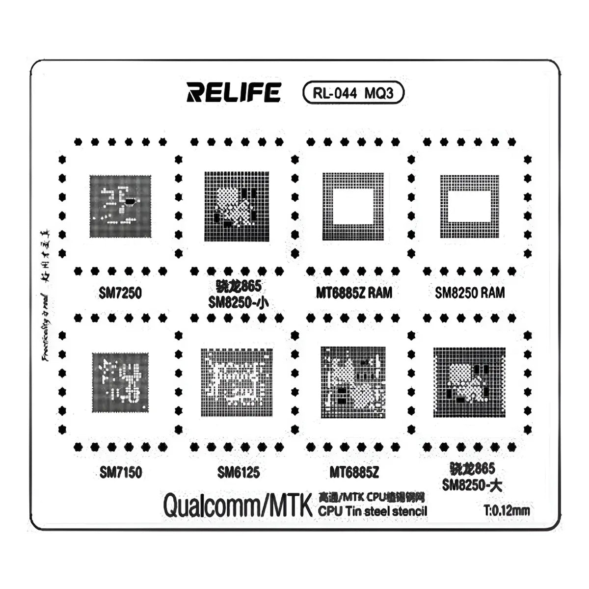 Stencil de reballing RELIFE RL-044 MQ3 de 0.12 mm