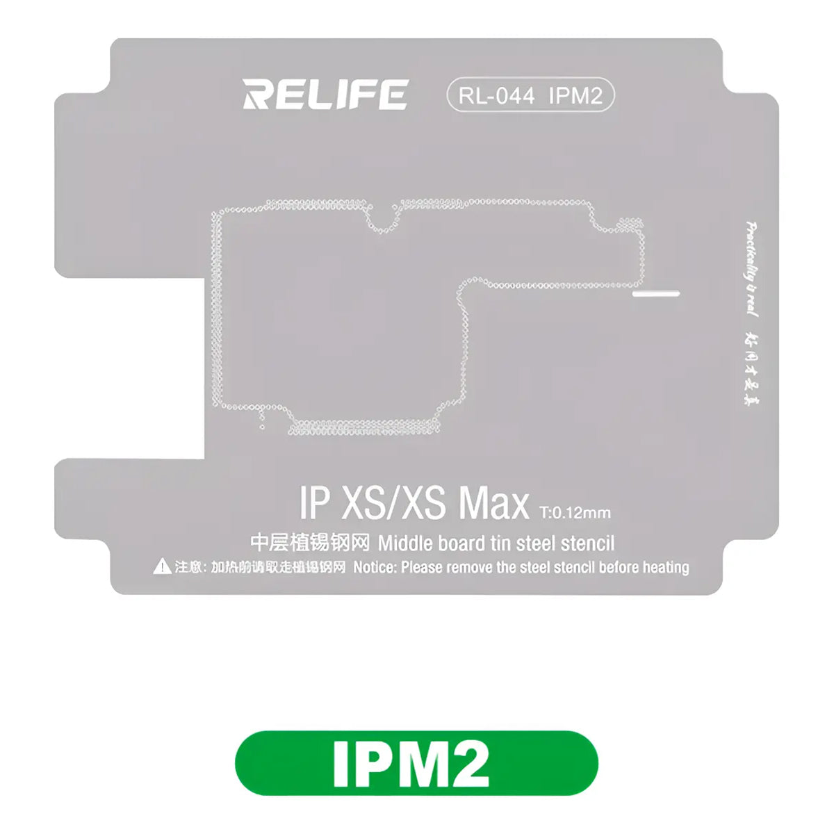 Stencil de reballing RELIFE RL-044 IPM2 - detalle de perforación