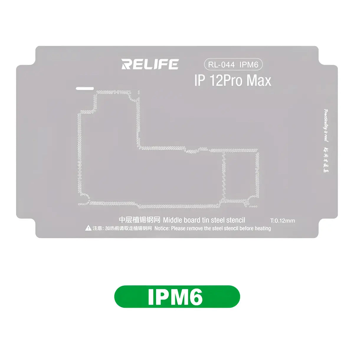 Stencil de reballing RELIFE RL-044 IPM6 - detalle de perforación