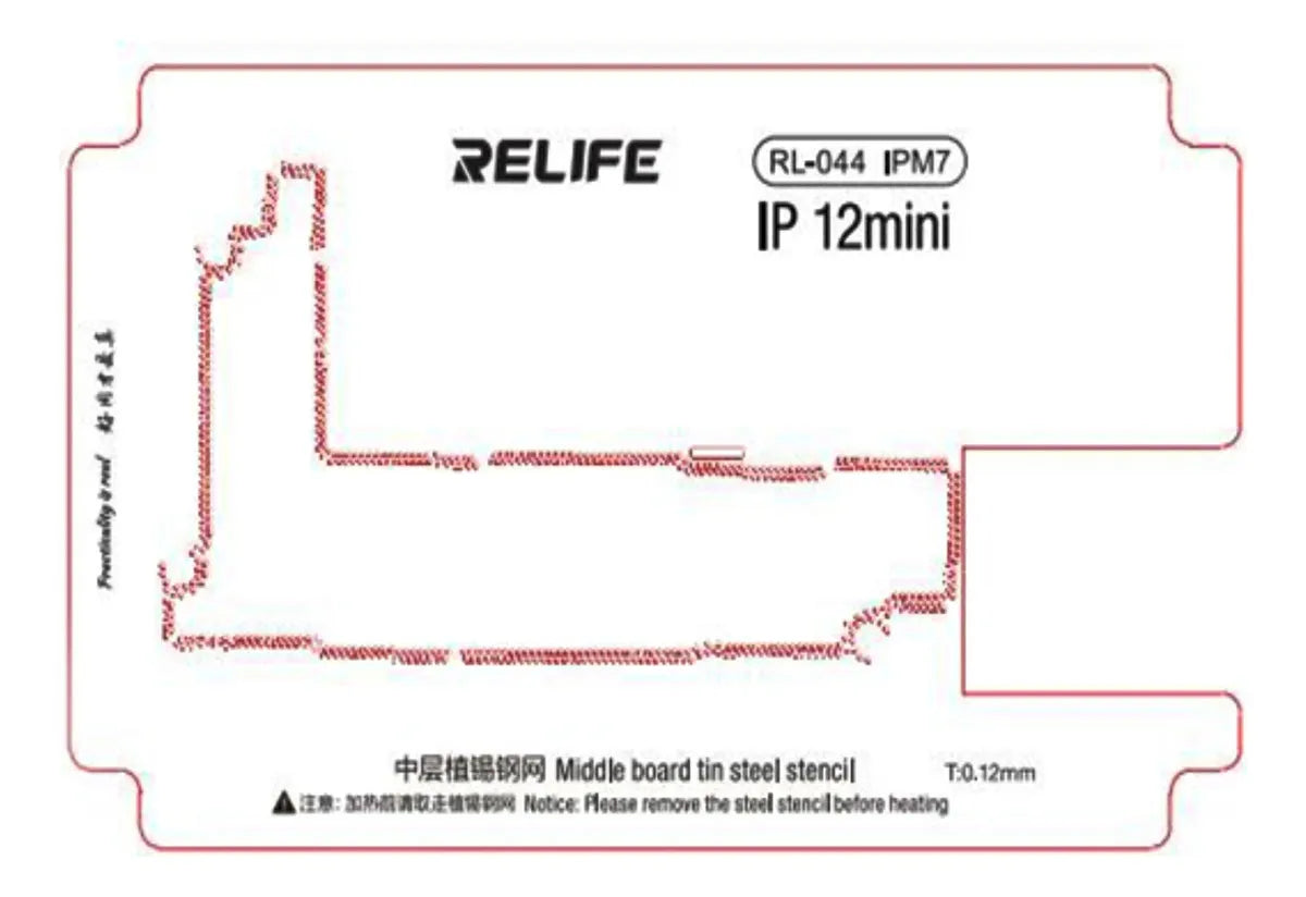 Stencil 0.12mm Compatible con Ip12mini Relife RL-044 Ipm7