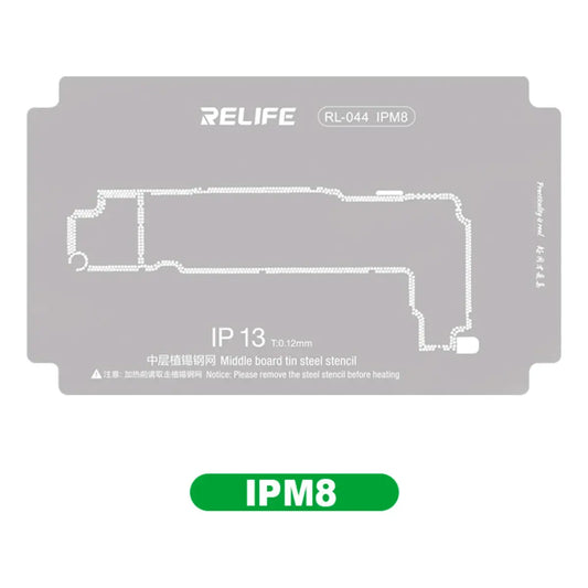 Stencil de reballing RELIFE RL-044 IPM8 de 0.12 mm para iPhone 13
