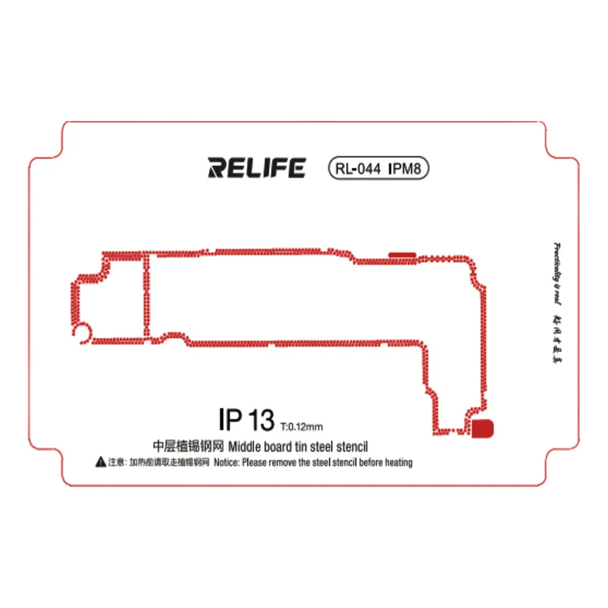 Stencil de reballing RELIFE RL-044 IPM8 - detalle de perforación