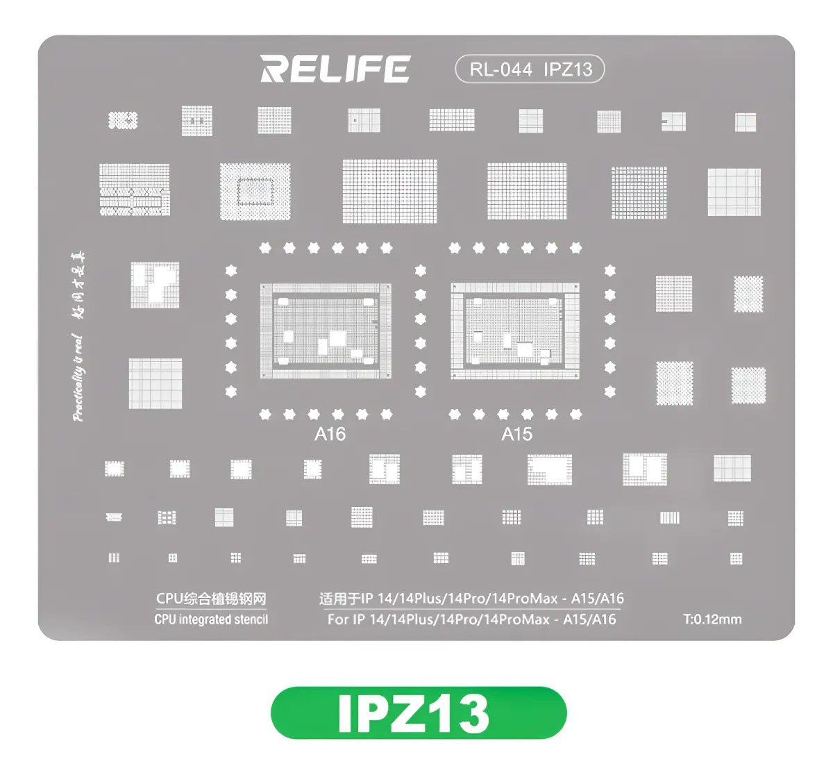 Stencil 0.12mm Compatible con iPhone 14/plus/pro/promax Ipz13 Relife RL-044