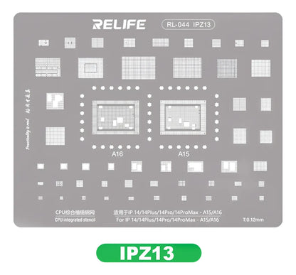 Stencil 0.12mm Compatible con iPhone 14/plus/pro/promax Ipz13 Relife RL-044