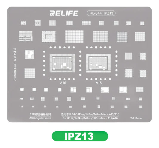 Stencil 0.12mm Compatible con iPhone 14/plus/pro/promax Ipz13 Relife RL-044