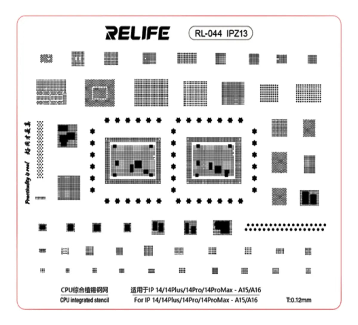 Stencil 0.12mm Compatible con iPhone 14/plus/pro/promax Ipz13 Relife RL-044