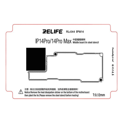 Stencil de reballing RELIFE RL-044 IPM14 de 0.12 mm para iPhone 14 Pro