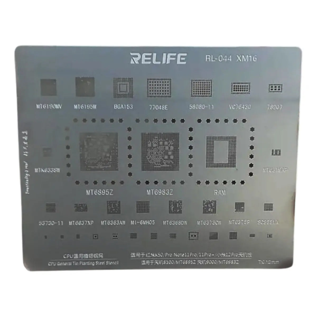 Stencil de reballing RELIFE RL-044 XM16 de 0.12 mm para Dimensity 8100 y 9000