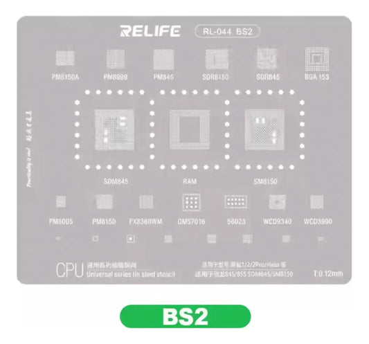 Stencil 0.12mm compatible Snapdragon 845/855 Relife RL-044 BS2