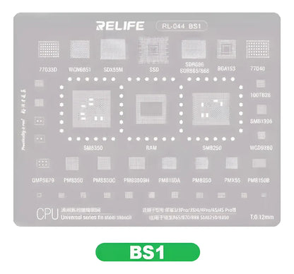 STENCIL SERIE GENERAL 0.12MM RELIFE RL-044 BS1 Snapdragon 865/870/888 SM8250/8350