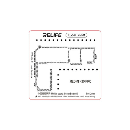 Stencil de reballing RELIFE RL-044 XMM1 de 0.12 mm para Redmi K30 Pro