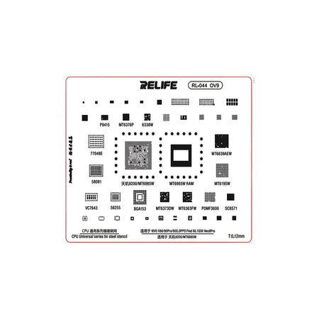 Stencil de reballing RELIFE OV9 de 0.12 mm para Dimensity 9200