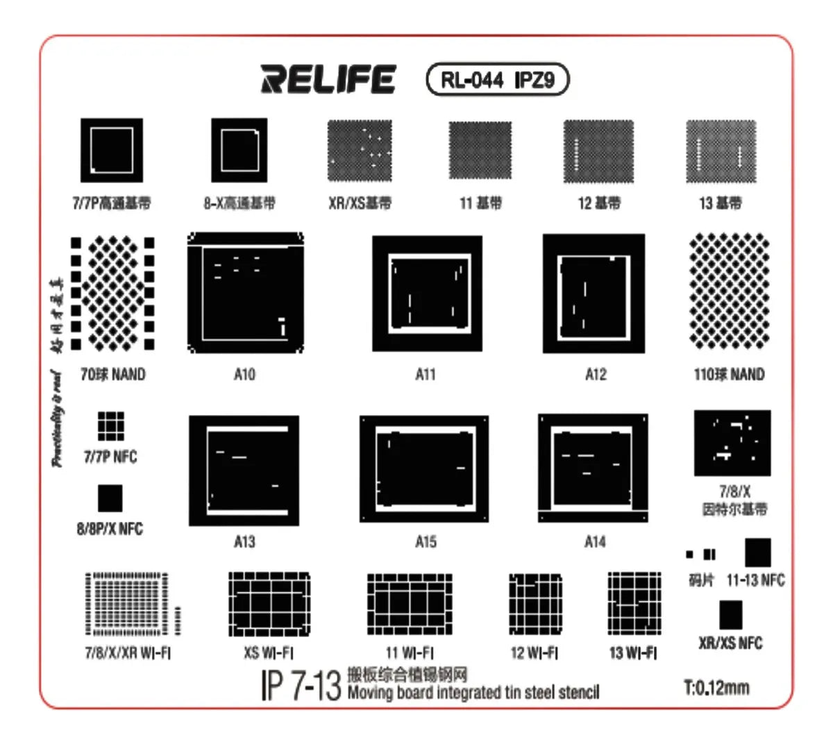 STENCIL 0.12MM Relife RL-044 IPZ9 IP8-15