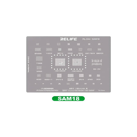 Stencil de reballing RELIFE SAM18 de 0.12 mm para Exynos E8535P y E8835P