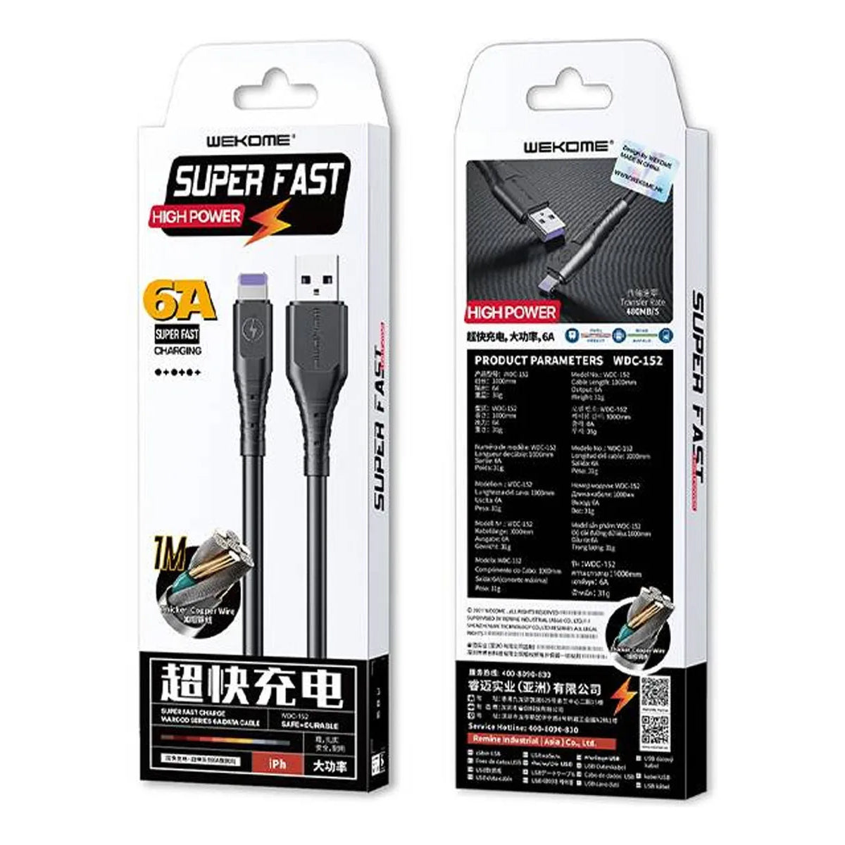 Cable de Carga Rápida Wekome Wargod 2m 6A