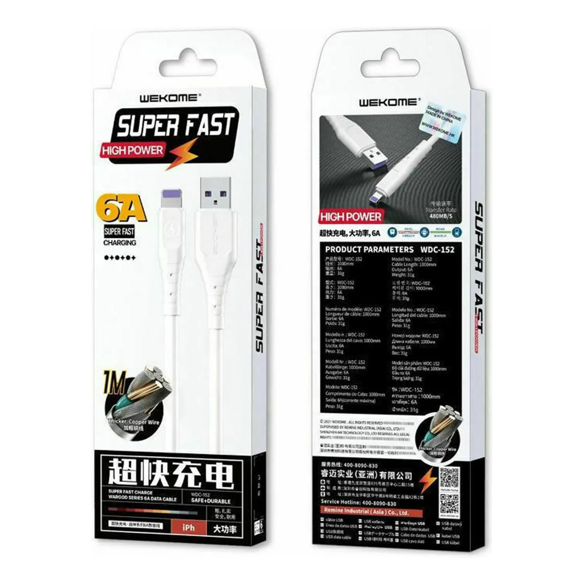 Cable de Carga Rápida Wekome Wargod 2m 6A