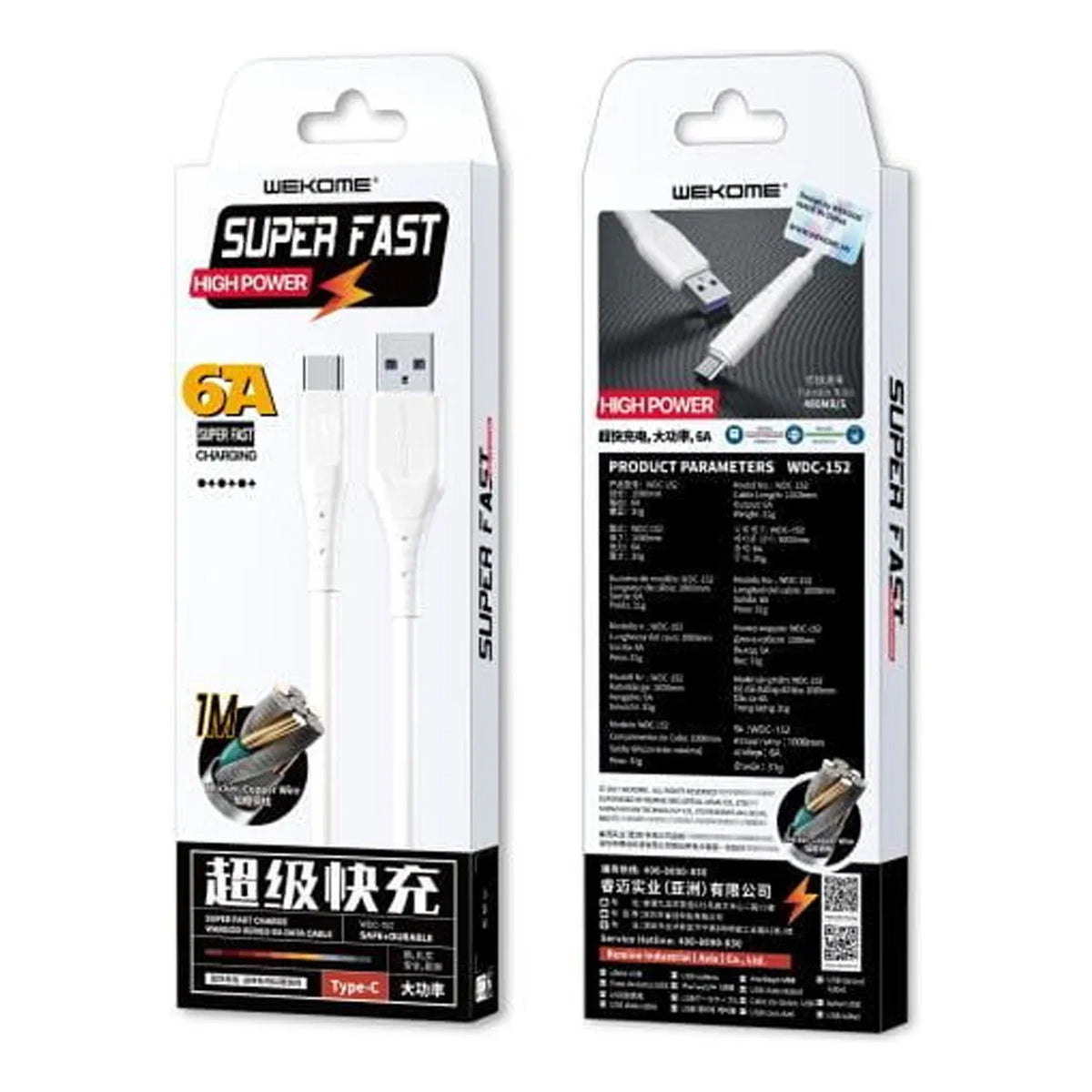 Cable de Carga Rápida Wekome Wargod 2m 6A